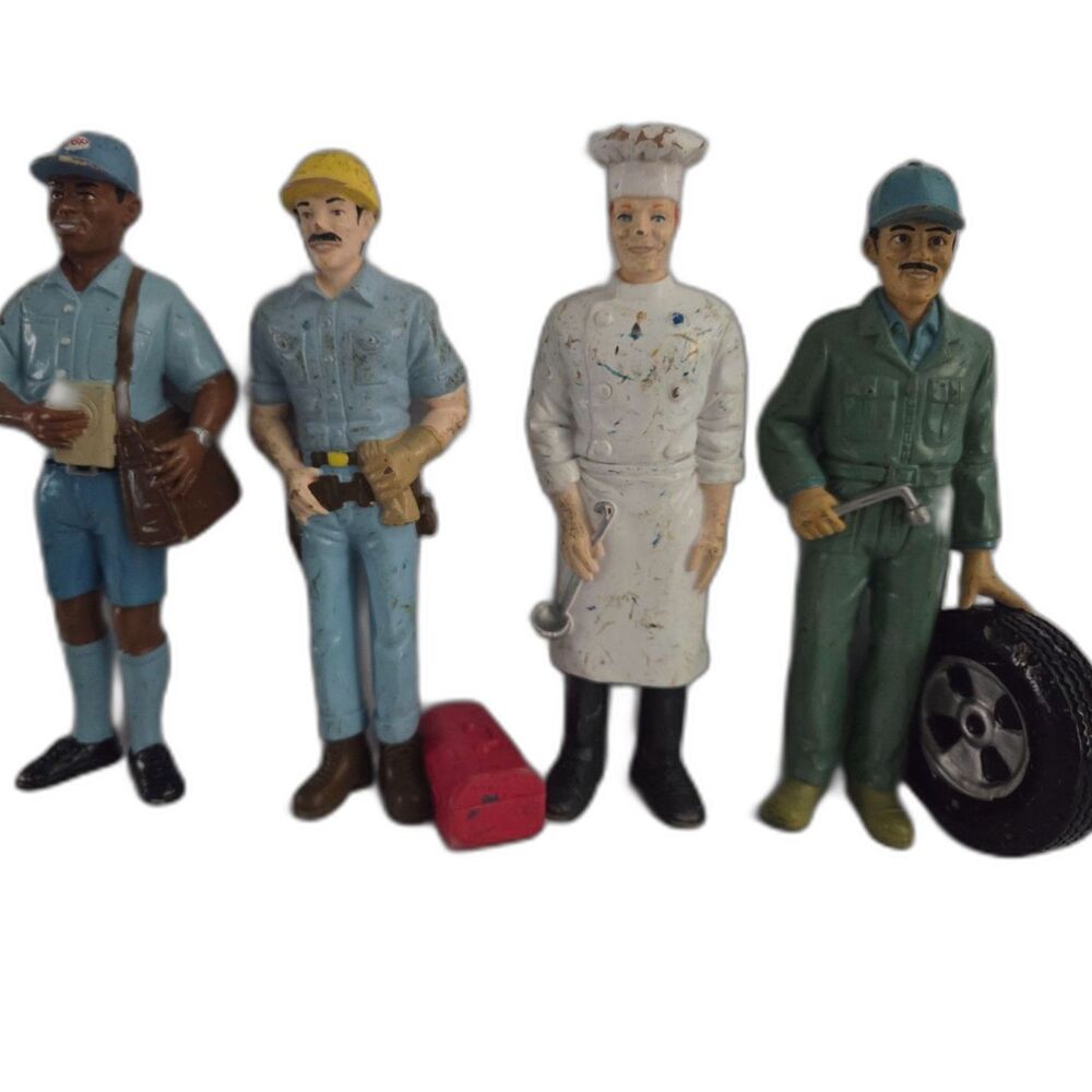 Vintage: Pretend Play -Figurines for Doll House, Mailman, Toolman Mechanic, Chef